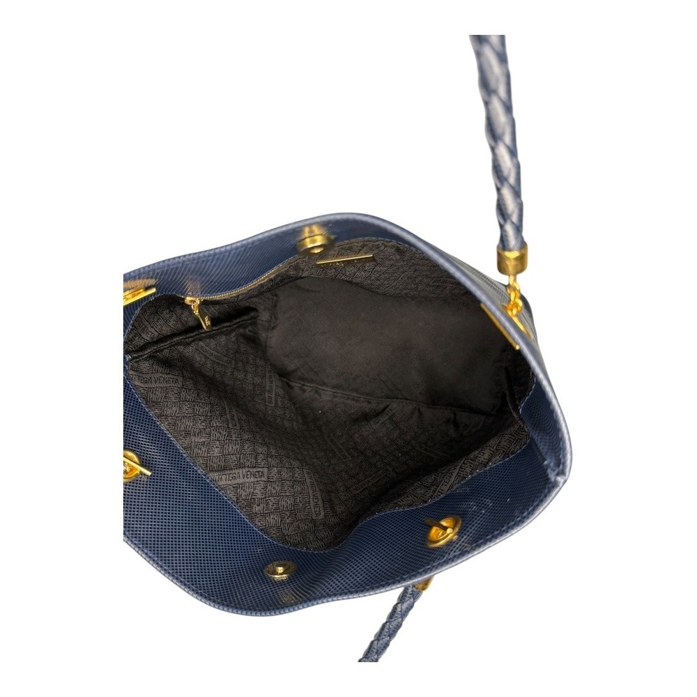 Bottega Veneta Vintage Textured Leather Tote – Navy, Braided Straps, Gold Hware - Picture 10 of 14